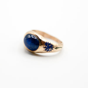 Blue Aster Sapphire Signet Ring